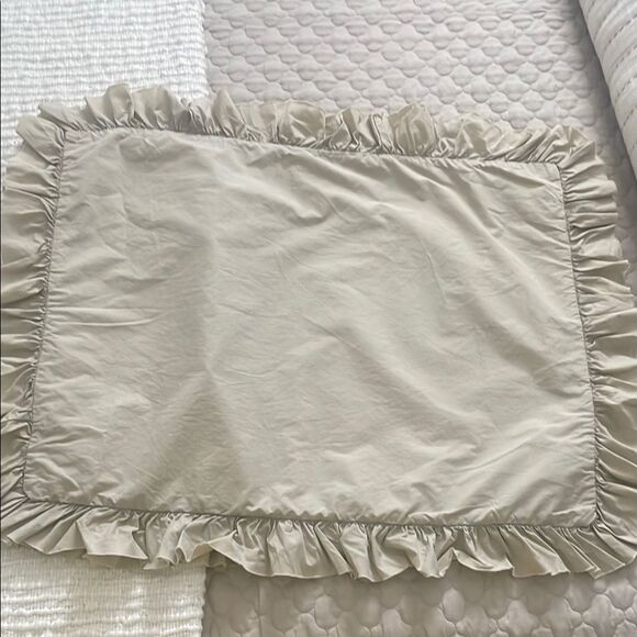 Pom Pom at Home Tan 100% Cotton Ruffled Pillow Shams - Picture 1 of 4